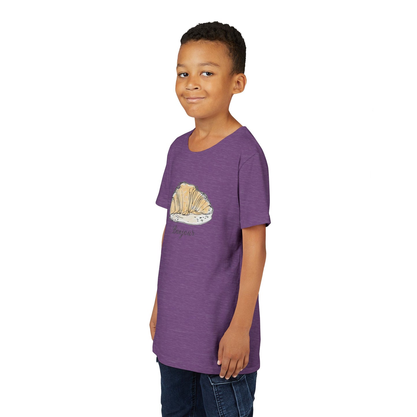 Cute Croissant Youth Tee, French Bakery Shirt, Kid's Food Tee, Gift for Little Chefs, Summer Outfit