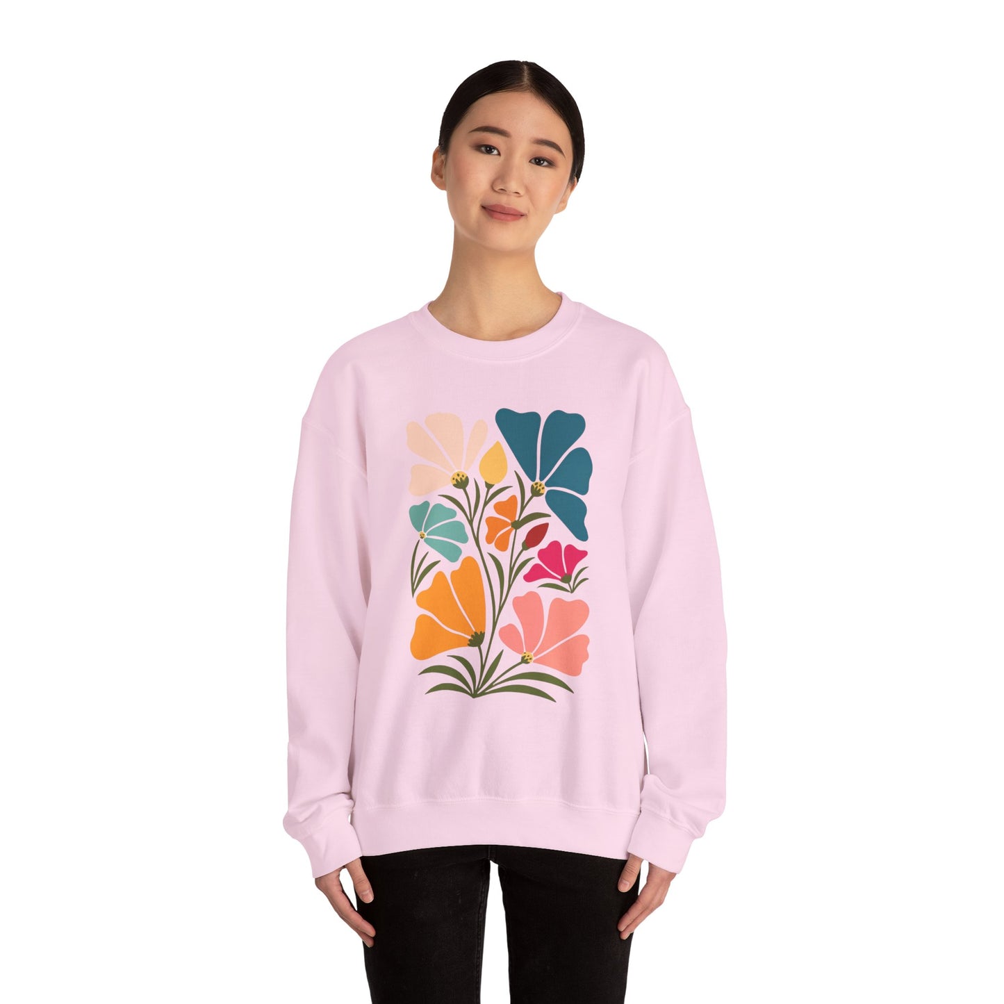 Floral Cozy Crewneck Sweatshirt - Perfect for Spring, Gift for Her, Casual Wear, Eco-Friendly Style, Comfortable Layers
