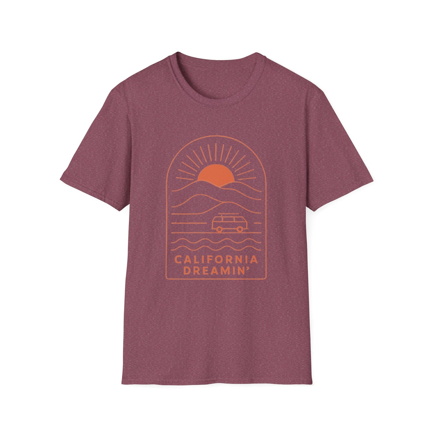 California Dreamin' Unisex Softstyle T-Shirt | Chill Vibes Tee, Summer Fashion, Travel Shirt, Gift for Beach Lovers, Casual Everyday Wear