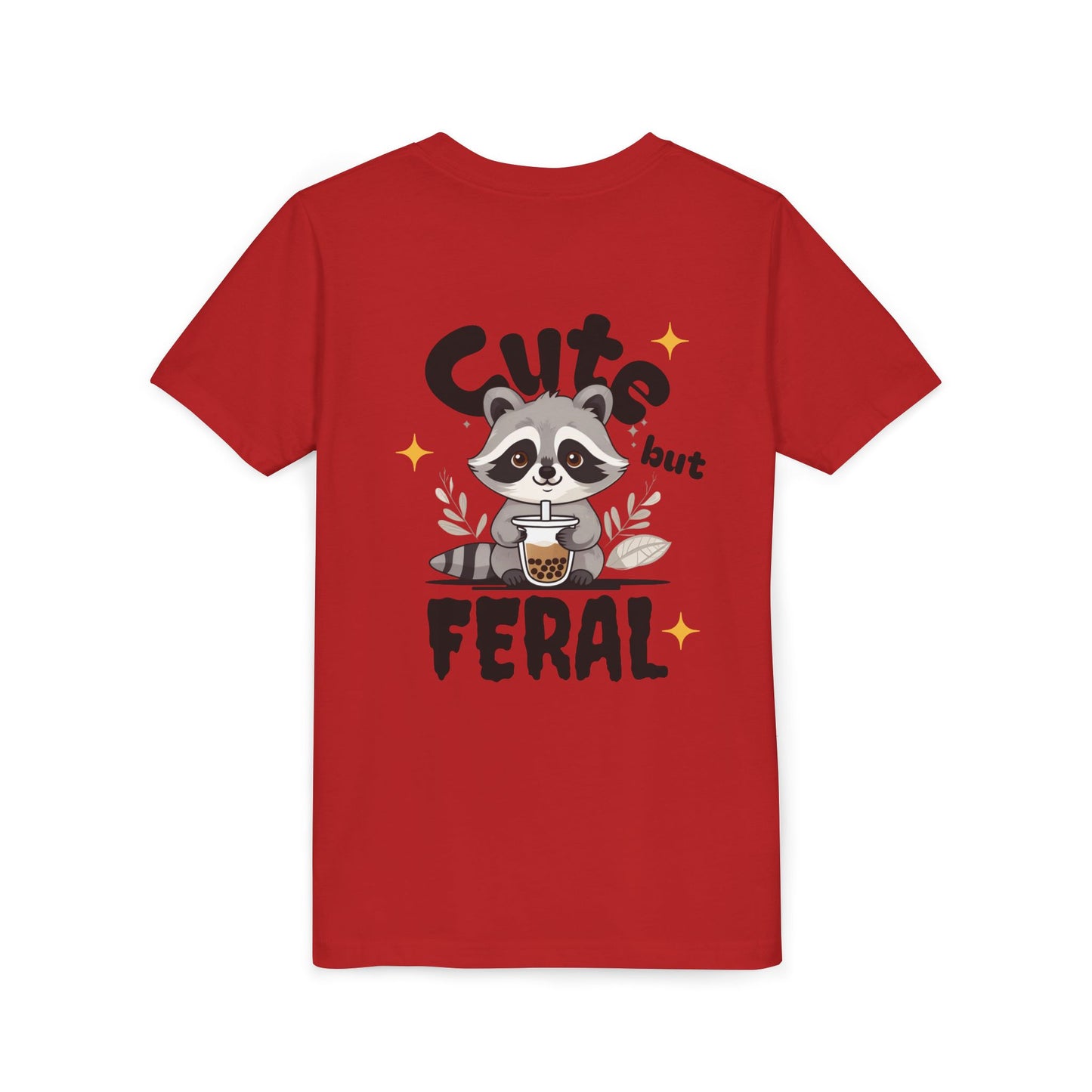 Cute but Feral Youth Tee, Funny Kids Short Sleeve Shirt, Raccoon Graphic Top, Gifts for Animal Lovers, Fun Summer T-Shirt