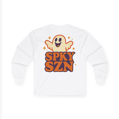 Spooky Season Long Sleeve Tee, Fun Halloween Shirt, Unisex Ghost Tee, Fall Fashion Top, Casual Autumn Wear, Comfort and Style