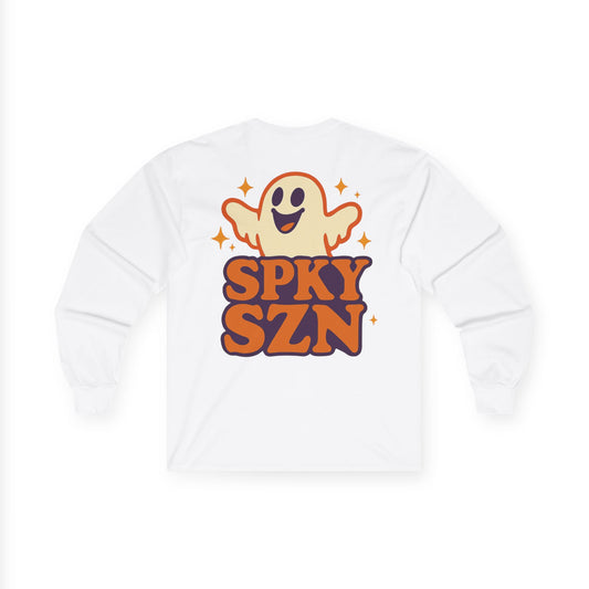 Spooky Season Long Sleeve Tee, Fun Halloween Shirt, Unisex Ghost Tee, Fall Fashion Top, Casual Autumn Wear, Comfort and Style