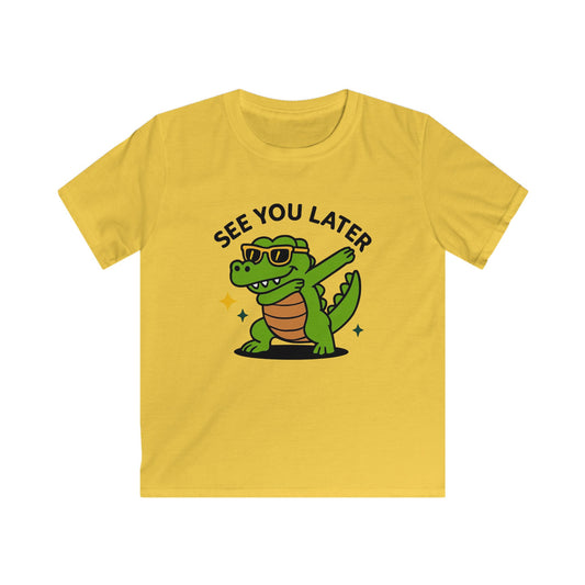 Kids Dinosaur Tee - Fun Softstyle Shirt for Playtime, Gifts, Birthdays, Summer, Kids Fashion, Cute Apparel, See You Later Design