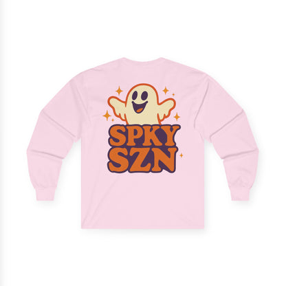 Spooky Season Long Sleeve Tee, Fun Halloween Shirt, Unisex Ghost Tee, Fall Fashion Top, Casual Autumn Wear, Comfort and Style