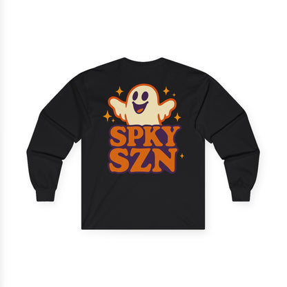 Spooky Season Long Sleeve Tee, Fun Halloween Shirt, Unisex Ghost Tee, Fall Fashion Top, Casual Autumn Wear, Comfort and Style