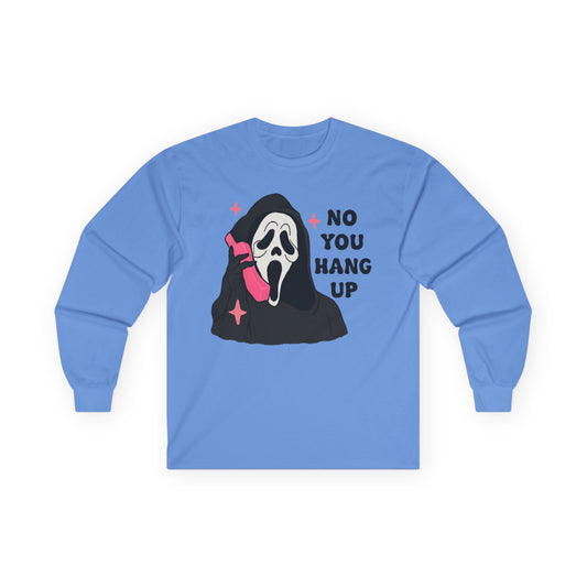 Funny Horror Themed Long Sleeve Tee, Halloween Apparel, Gift for Movie Lovers, Unisex Graphic Shirt, Funny Halloween Costume