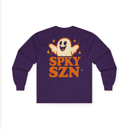 Spooky Season Long Sleeve Tee, Fun Halloween Shirt, Unisex Ghost Tee, Fall Fashion Top, Casual Autumn Wear, Comfort and Style