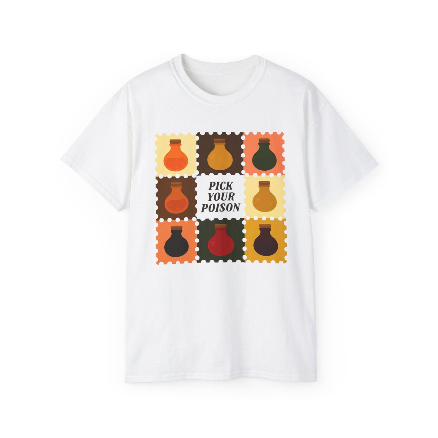 Pick Your Poison Unisex Ultra Cotton Tee, Funny T-Shirt, Gift for Friends, Casual Wear, Halloween Costume, Unique Graphic Tee