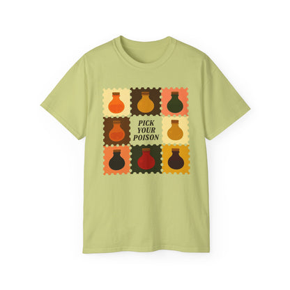 Pick Your Poison Unisex Ultra Cotton Tee, Funny T-Shirt, Gift for Friends, Casual Wear, Halloween Costume, Unique Graphic Tee
