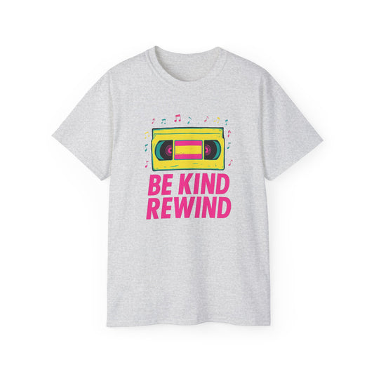 Retro Be Kind Rewind T-Shirt, Unisex Cotton Tee, Casual Wear, Gift for Music Lovers, Funny Graphic Tee, Vintage Style Top