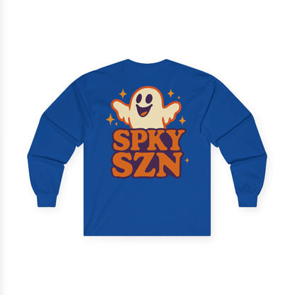Spooky Season Long Sleeve Tee, Fun Halloween Shirt, Unisex Ghost Tee, Fall Fashion Top, Casual Autumn Wear, Comfort and Style