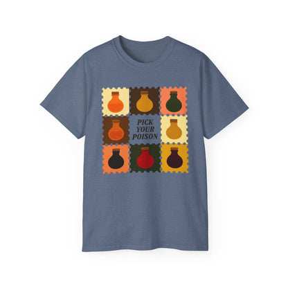 Pick Your Poison Unisex Ultra Cotton Tee, Funny T-Shirt, Gift for Friends, Casual Wear, Halloween Costume, Unique Graphic Tee