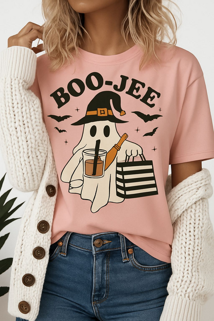 Cute Halloween Women's Tee, Boo-Jee Ghost Design, Funny Fall Shirt, Autumn Fashion, Halloween Costume Top, Spooky Vibes