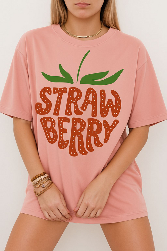 Strawberry Graphic Tee, Cute Summer Shirt, Unisex T-Shirt, Fruit Lover Gift, Floral Design Clothing